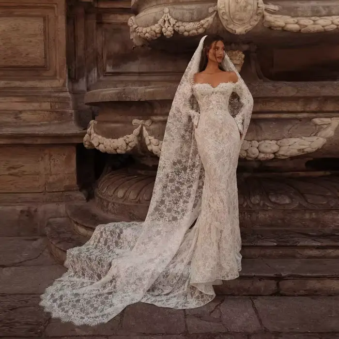 Robe De mariée sirène élégante et Sexy, sans manches, épaules dénudées, dos nu, pour Banquet, person