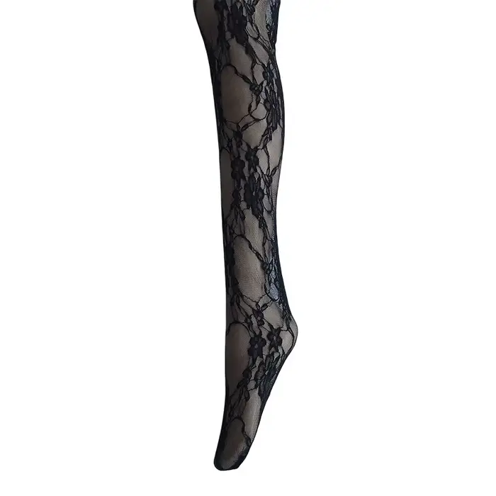 Collants vintage en dentelle florale pour femmes, collants sans pieds à motifs, taille M-L-XL, convi