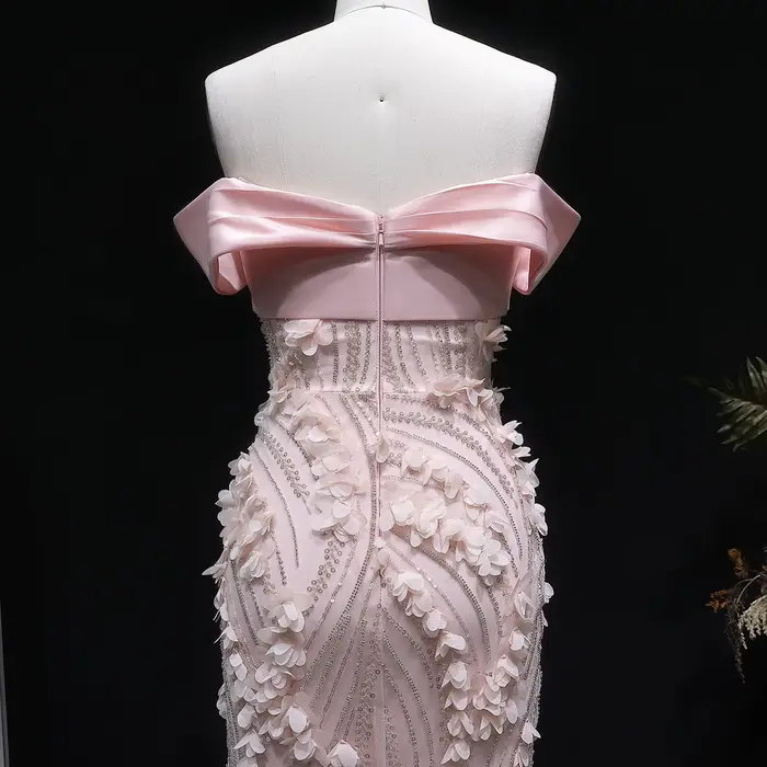 Robe de soirée Sharon Said à fleurs 3D et paillettes pour bal mariage anniversaire style sirène élégante à offrir pour femme occassions spéciales