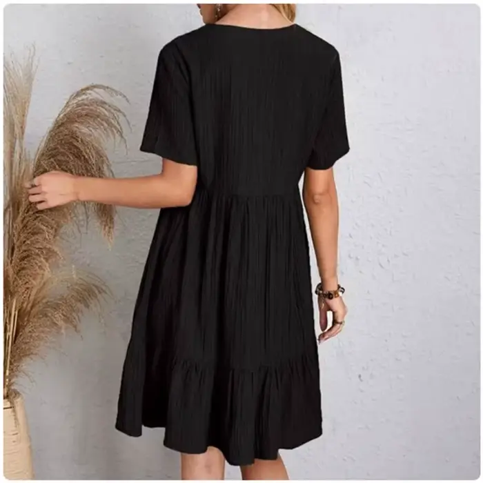 Robes péplum d'été pour femmes, col en v, manches courtes, taille ample, à volants, évasées, robes d