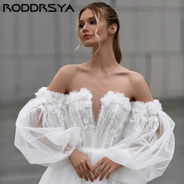 Robe Mariée A-Line Mousseline Légère RODDRSYA Personnalisable