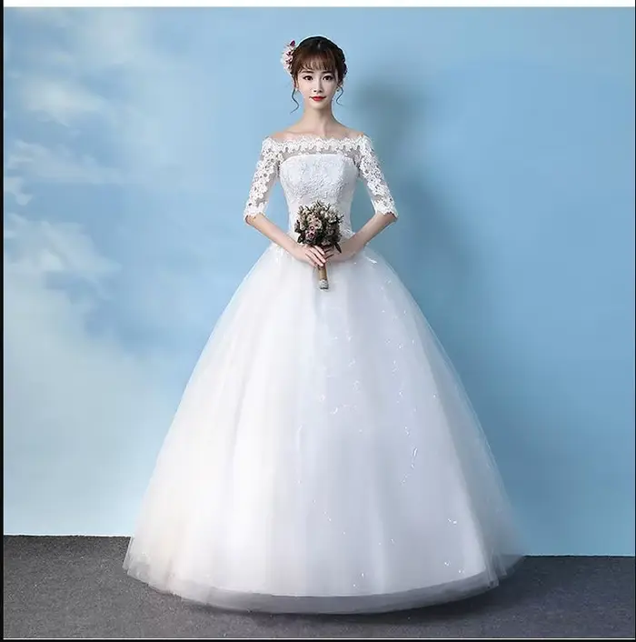Robe de mariée à demi-manches personnalisée, robe de mariée, mariage de princesse initié, tout neuf,