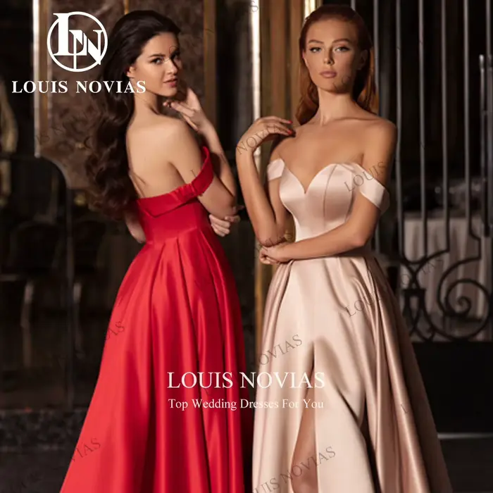 Robe de Soirée LOUIS NOVIAS en Microfibre et Polyester avec Train de Balayage 50 cm et Décolleté Mon Amour pour Femmes Occasions Spéciales