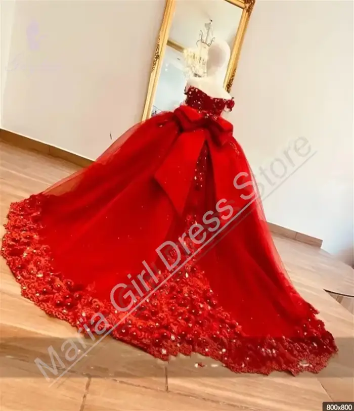 Robe à fleurs rouge pour filles