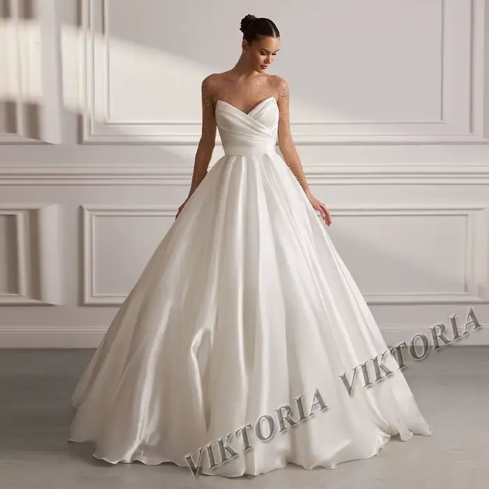 Robe de Mariée Élégante en Satin pour Femme