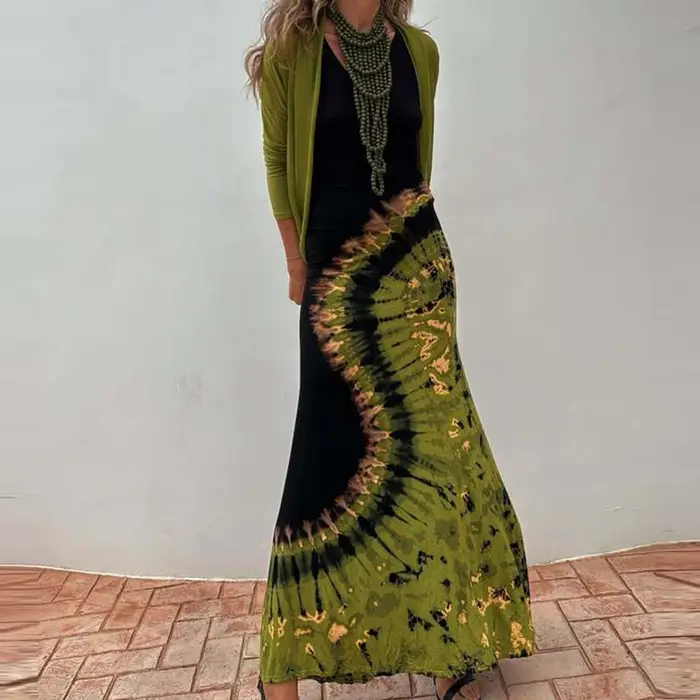 Robe longue portefeuille ajourée