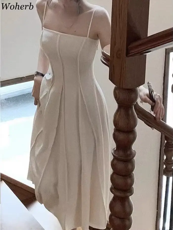 Robe maxi chic pour femme style bureau dame été fairycore sans manches mi-mollet empire coton polyester