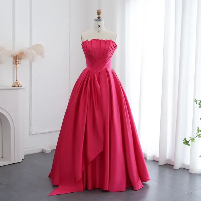 Robe de soirée en satin rose Sharon Said Po élégante et festonnée pour femmes occasions spéciales mariage gala cérémonie