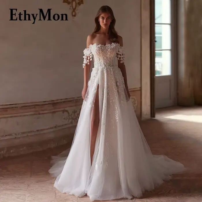 Robes de mariée Ethymon attrayantes coupe trapèze pour femme