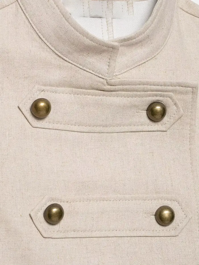 KONDALA Chic Khaki Straight Woman Cool Mini Dresses Fashion 2026 Summer Double Breasted Dress Sleeveless Modern Casual Vestidos