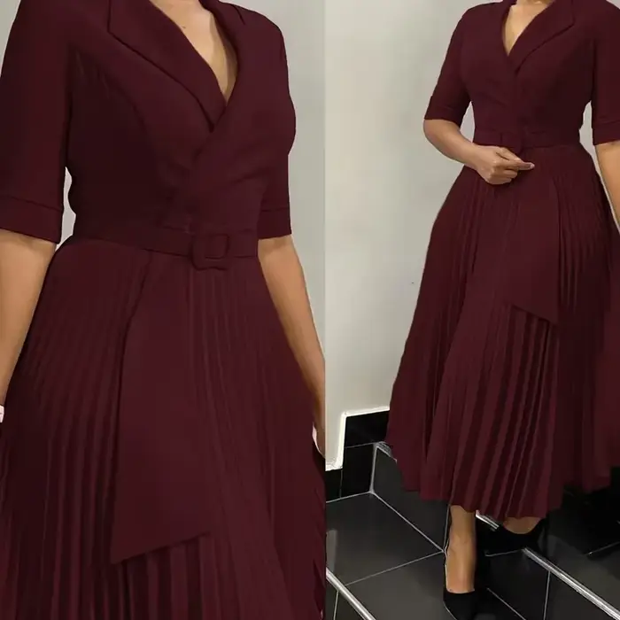 Robe plissée femmes robes Sexy blanc col rond mince gaine travail taille haute hanche enveloppement élégant moulante