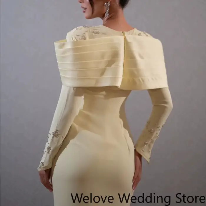 Robe midi élégante jaune pâle