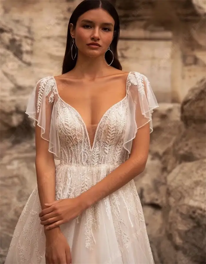 Robes De mariée en Tulle à manches courtes