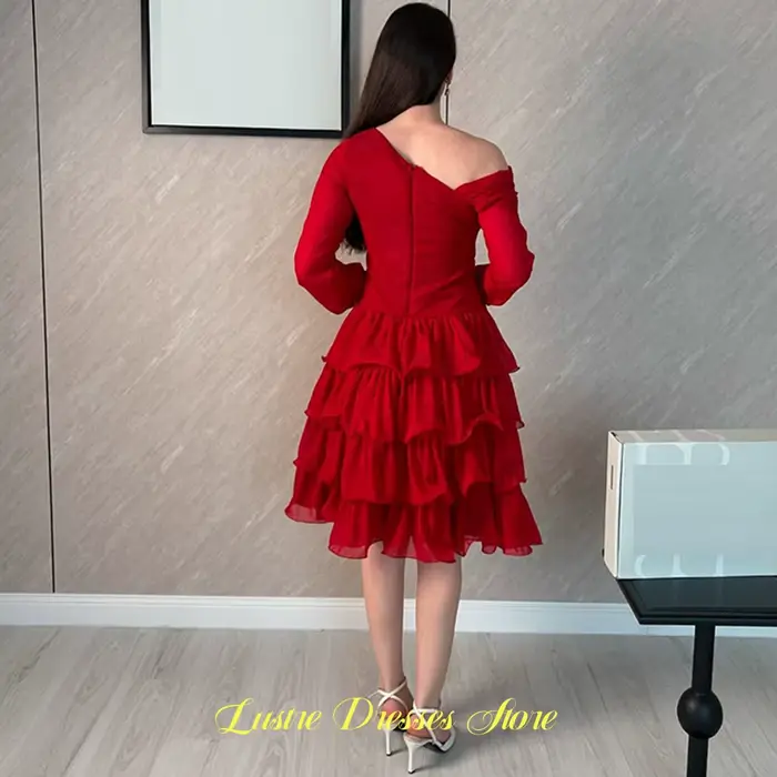 Robe de soirée élégante en mousseline rouge