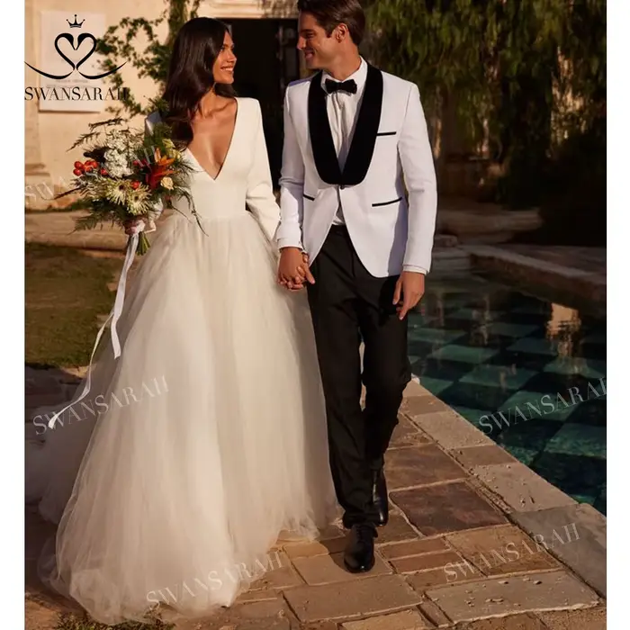 Robe de mariée élégante à manches longues