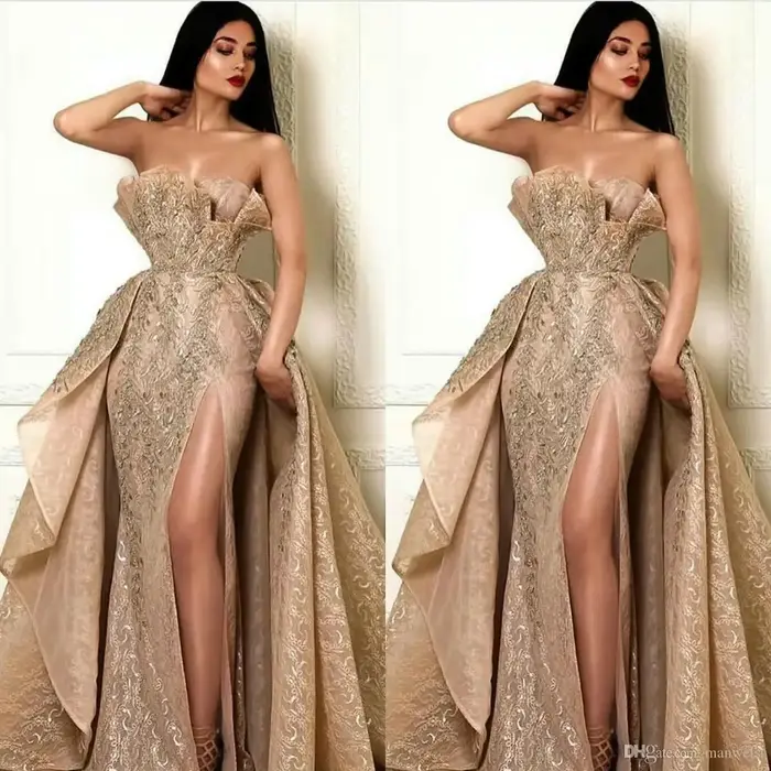 Robe de soirée en dentelle sexy et formelle avec train de balayage pour femmes occassions spéciales événements formels élégantes