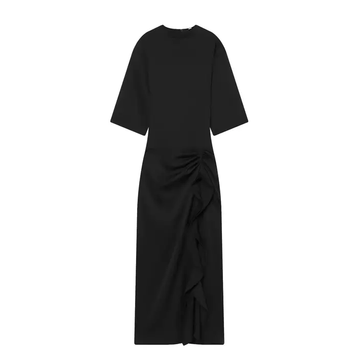 Robe pour femme, nouvelle collection printemps 2026, rose nude, manches courtes, plissée, décorée, r