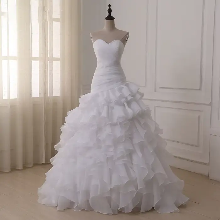 Eleagnt-Robe de mariée sirène personnalisée, en organza, à volants, pour les patients, tenue éducati