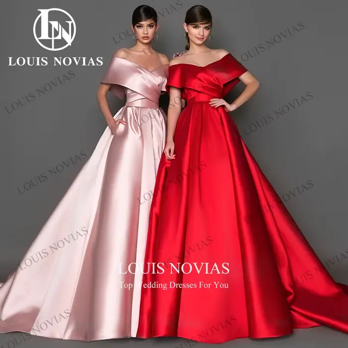 LOUIS NOVIAS robes De soirée pour femmes délicat col en v hors De l'épaule drapé