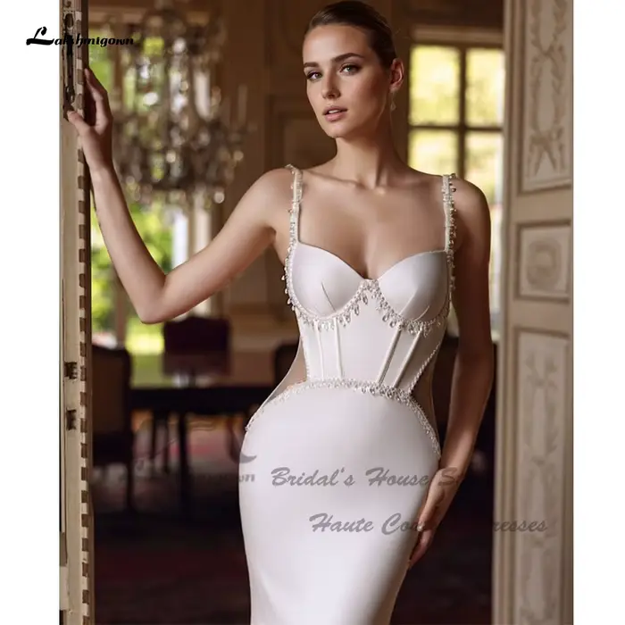 Yanshmigown-Robe de Sirène en Satin Élégante et Sexy pour Femme