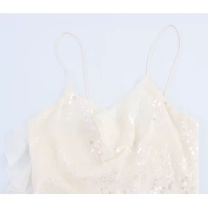 Mini Robe à Paillettes Mujer Camisole Élégante pour Femmes Luxe Dos Nu Été Soirées Plage Robe Courte