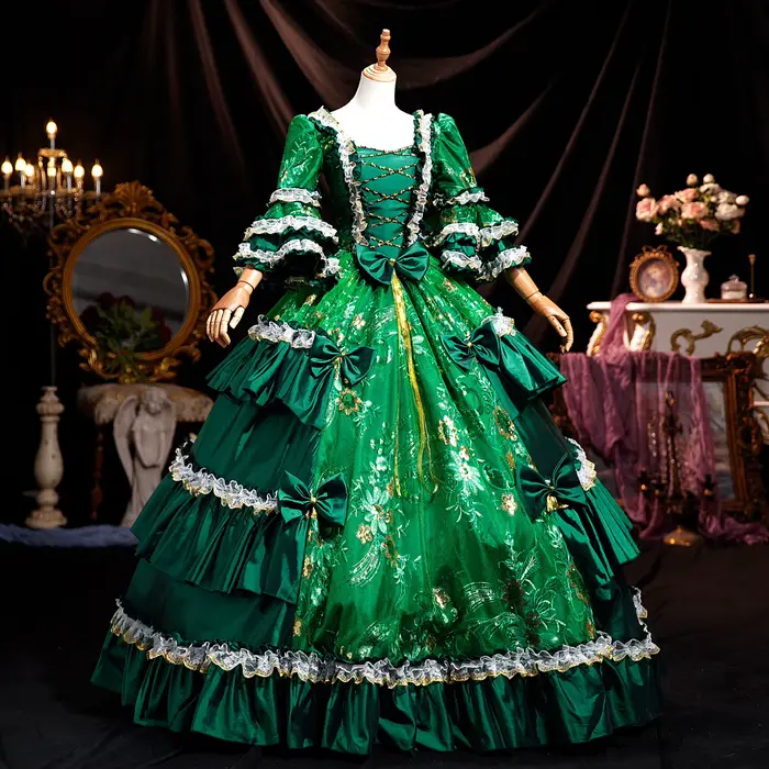 Robe de Bal Verte Renaissance Princesse Pour Femmes Occasions Spéciales Gothisme Victorienne Quinceanera