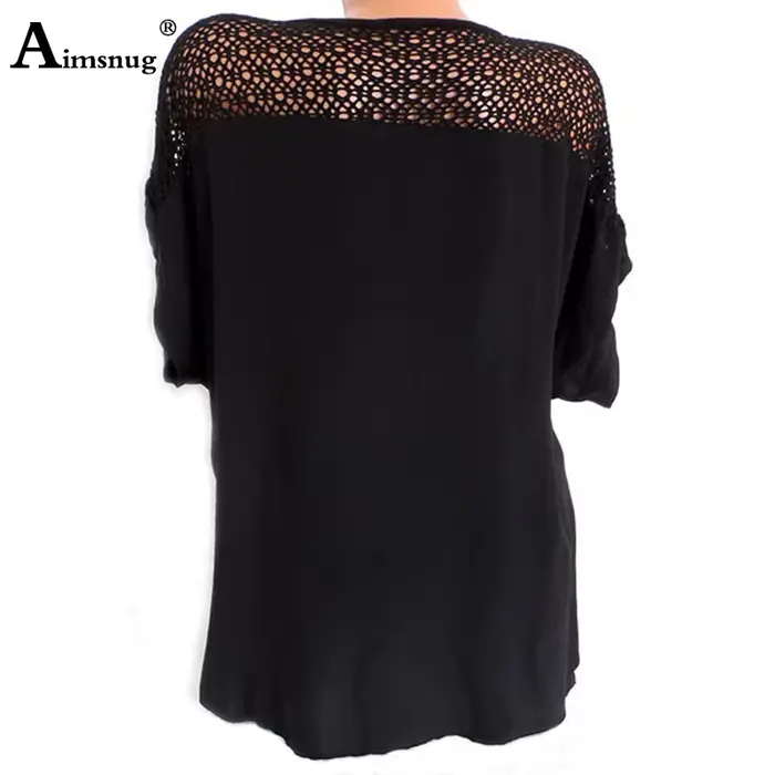 Grande taille S-6XL femmes nouveau été creux solide Y-manches chauve-souris broderie femme T-Shirt Streetwear adt dames Tee Shirt