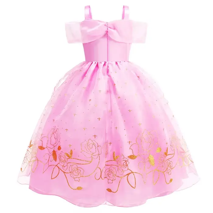 Robe Aurora pour Filles Déguisement de Fête d'Anniversaire et d'Halloween Polyester avec Rubans Style Chinois pour Occasions Spéciales