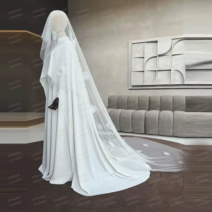 Robe de mariée musulmane simple en polyester satiné avec détails drapés, froncés et plissés pour femmes occasions spéciales