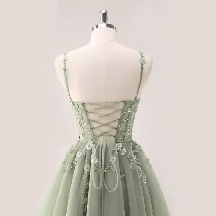 Robes De soirée en Tulle avec des appliques en dentelle pour adolescents