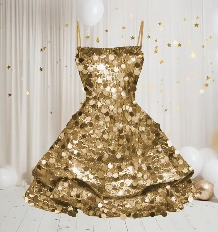 Robe Courte Sexy à Paillettes pour Adolescentes