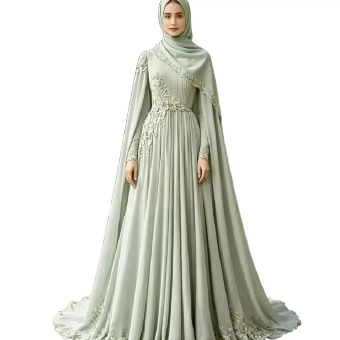 Robe de soirée Abaya musulmane vert sauge