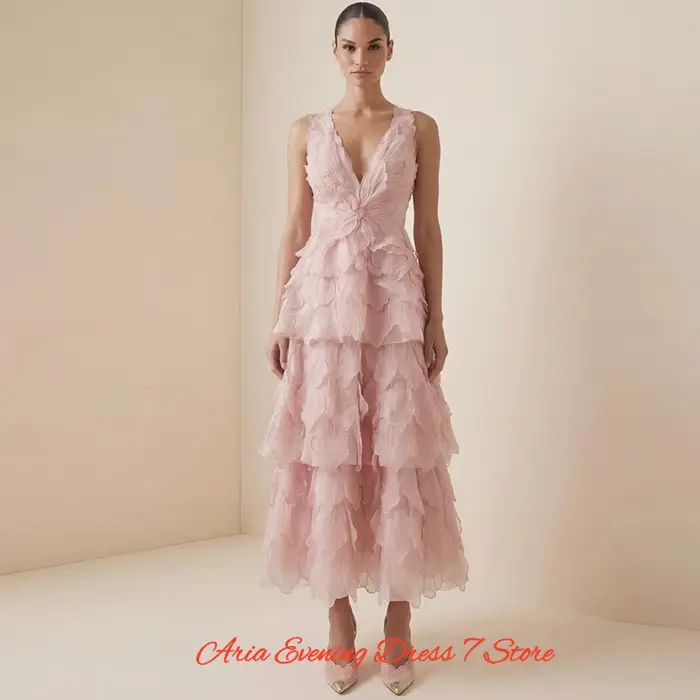 Robe de soirée classique en organza à col en V