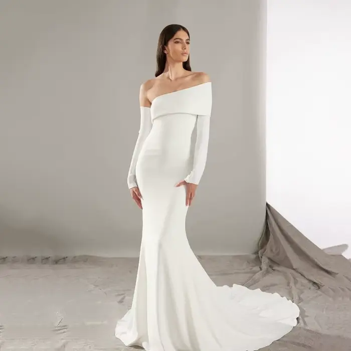Robes de mariée sirène Sexy dos nu une épaule robe de mariée personnalisée femmes soirée mariées rob