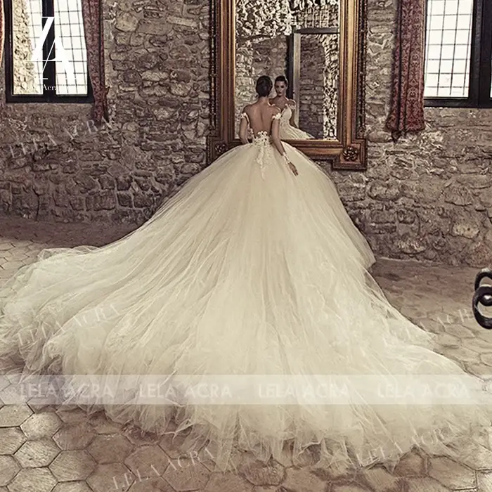 Robe De mariée glamour en dentelle perlée, manches longues, robe De bal, princesse LelaAcra JK16, pe