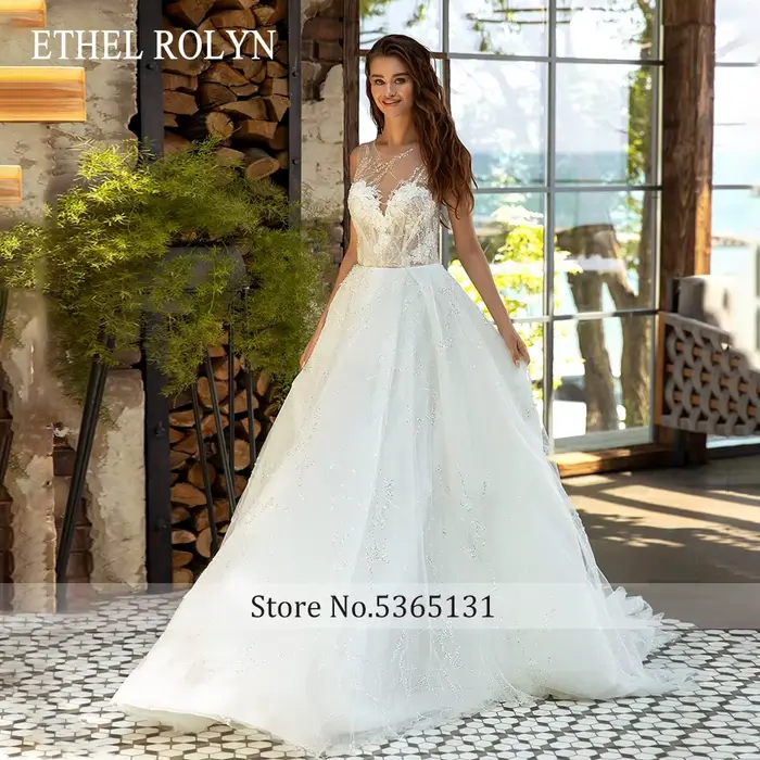 ETHEL ROCircN-Robe de Mariée Trapèze pour Femme