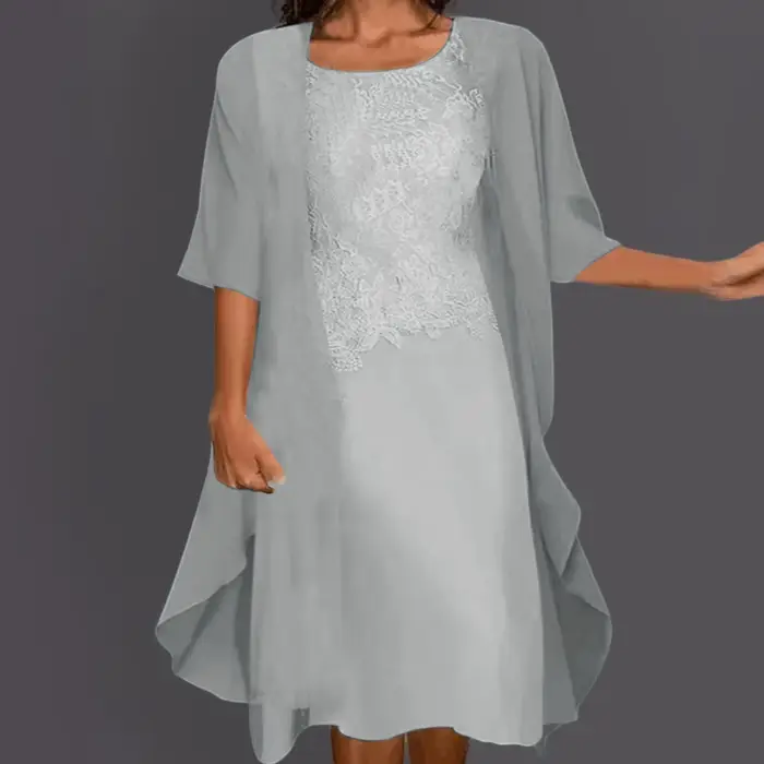 Robe élégante en mousseline de soie décontractée avec dentelle pour femmes, usage quotidien, plage, fête, vacances, cocktail, travail, école, occasions spéciales automne 2024