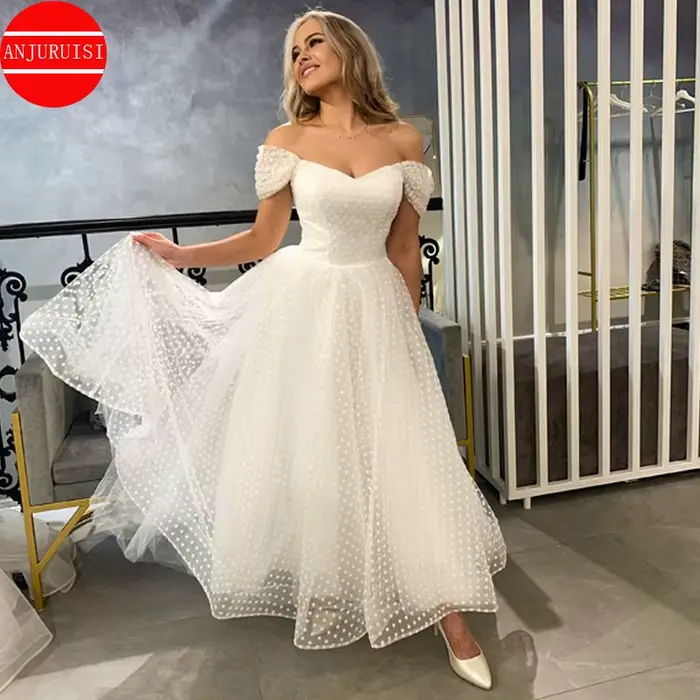 Robe de mariée courte ANJURUISI élégante avec train de balayage pour femmes occasions spéciales mariage soirée 白色 Ivory