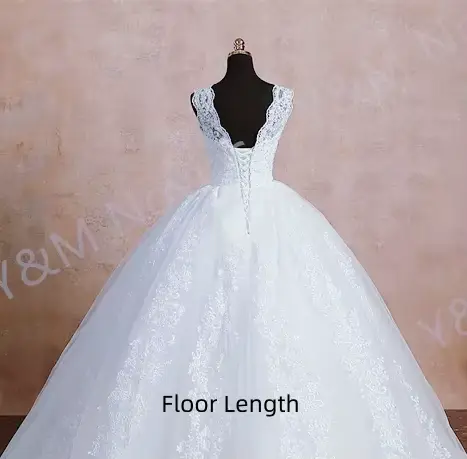 Robe De mariée blanche sans manches, col en V, en dentelle ivoire, romantique, longueur au sol ou av