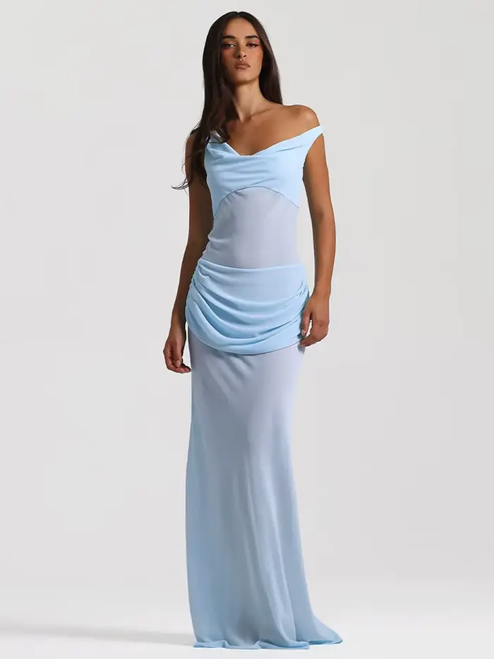 Robe de soirée blanche élégante, asymétrique épaule dénudée, drapée, pour événements formels, robe d'été, à la mode, sans manches, robe de mariée
