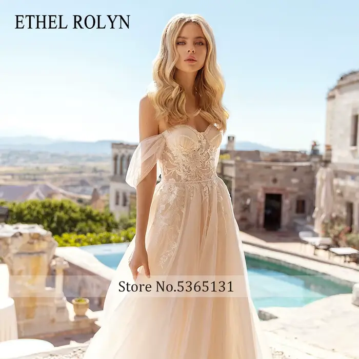 ETHEL ROLYN robe De mariée trapèze délicate chérie perlée dentelle Appliques