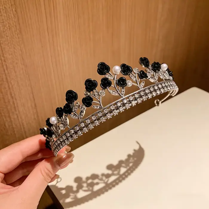 Couronne baroque pour femme, style européen, ornée de diamants et de roses, accessoire de mariée pou