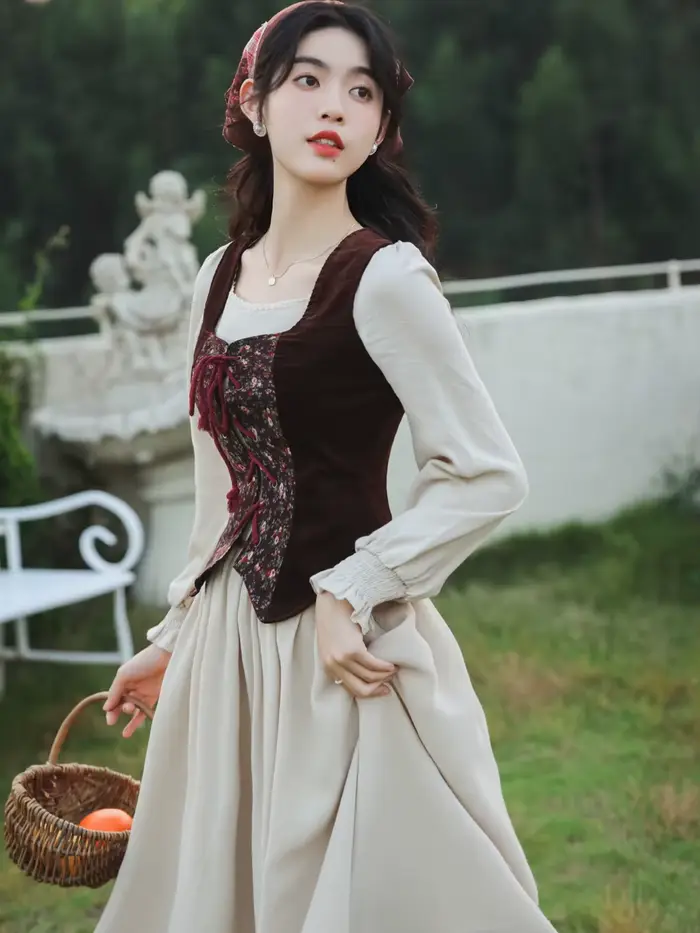 Style français coton lin robe de pelouse femme médiévale Cottagecore Prairie Chic Mori fille robes Vintage rétro robe Festa