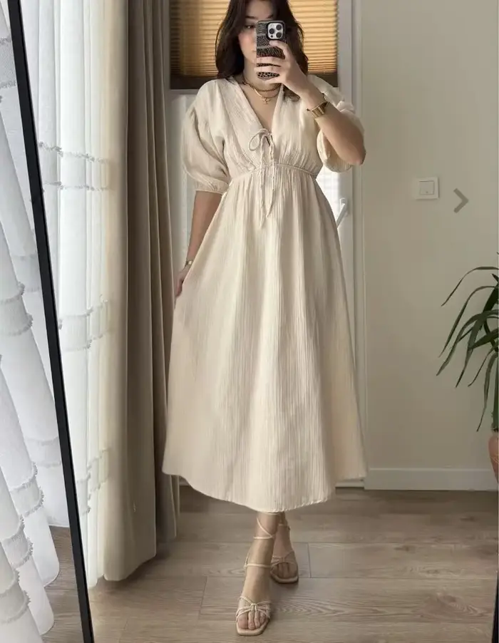 Robes élégantes pour femmes Vintage mode Robe Sexy solide à lacets manches bouffantes col en V