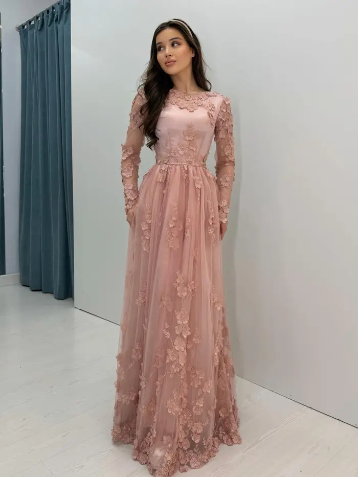 Robe de Soirée Arabe Exquise en Polyester avec Appliques en Cristal pour Bal Mariage Prom