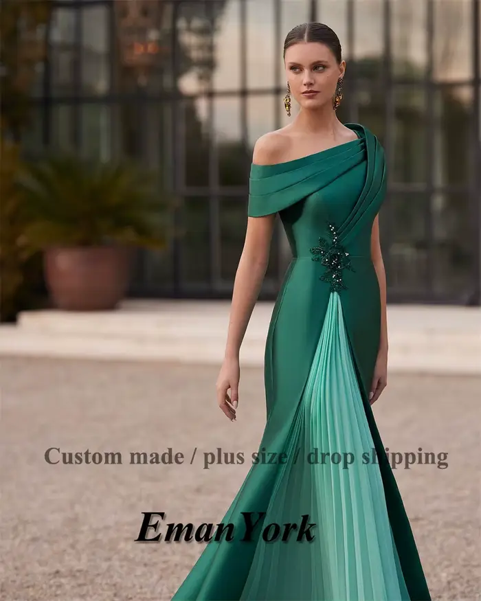 Élégant sirène mère De la mariée robes pour femmes plissé Satin robe d'invité De mariage