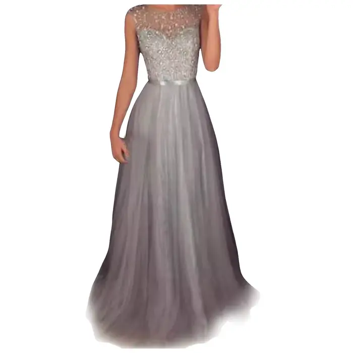 Robes de soirée formelles femmes paillettes maille Patchwork robe de bal longueur de plancher taille haute mariage