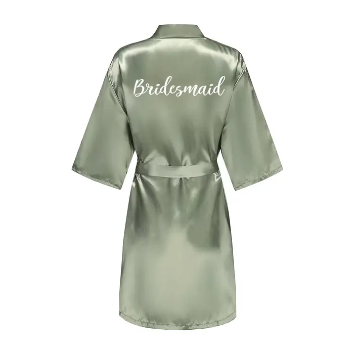 Enge Green-Robe Courte de Demoiselle d'Honneur en Satin pour Femme