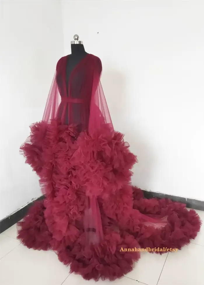 Robe de photographie bordeaux pour femmes