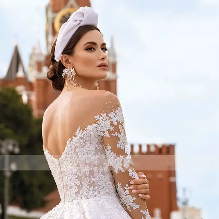 Robes de mariée blanches à manches longues 2026 pour femmes